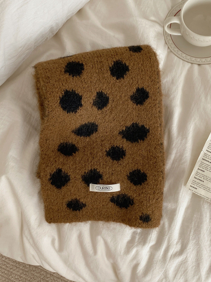 Camel Black irregular polka dot scarf, folded view