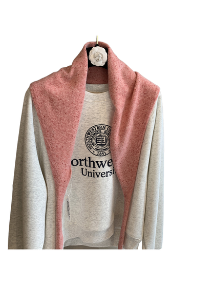 Dusty Pink flecked triangle scarf with long tapered ends