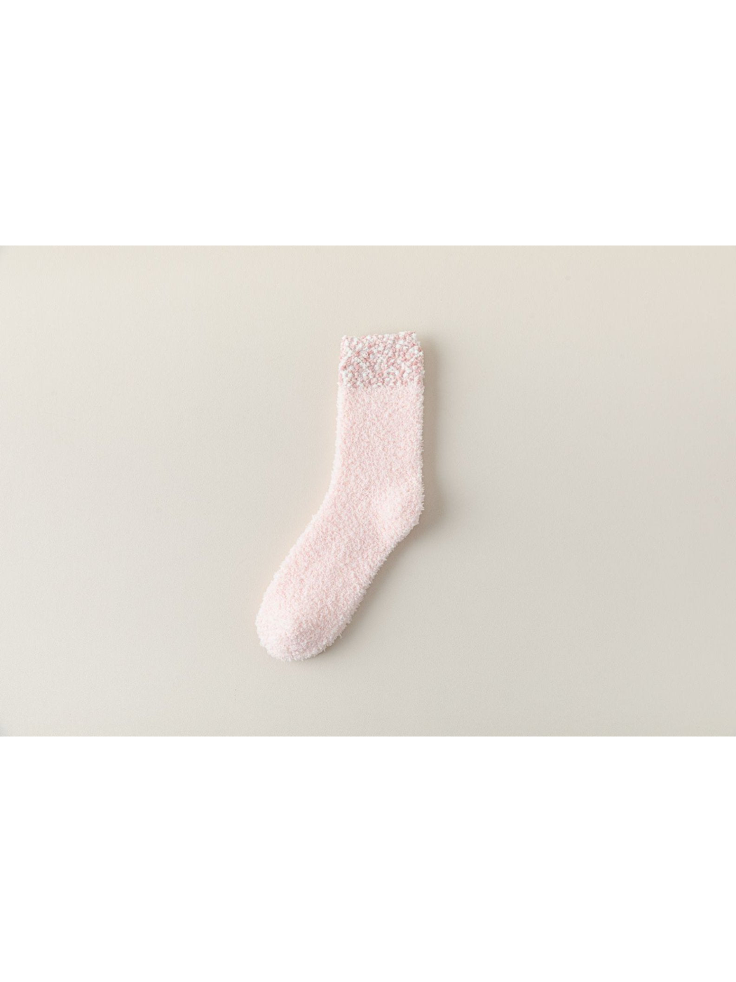 Light Pink fuzzy crew sock with a bobble-textured cuff