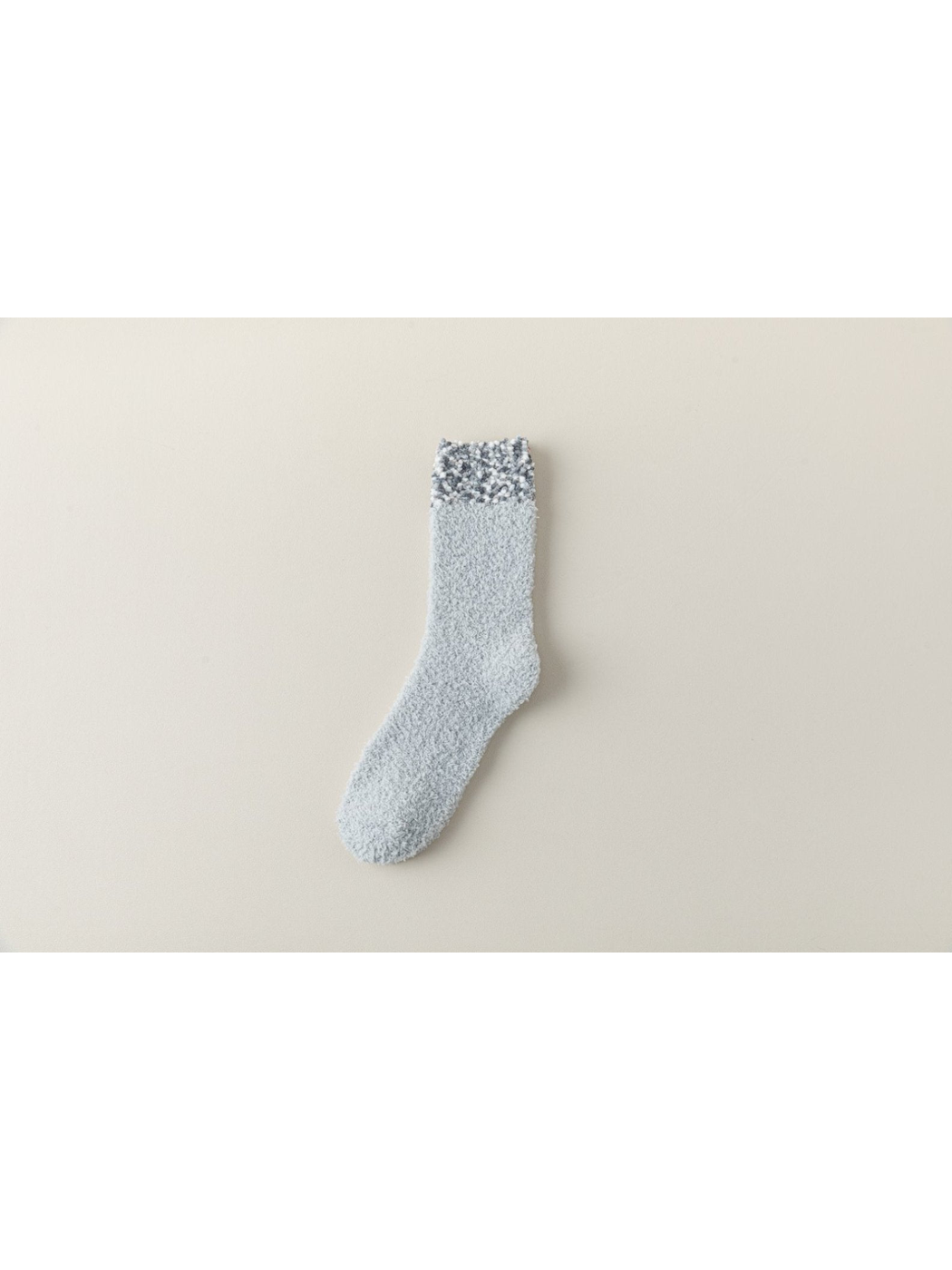 Gray Mix fuzzy crew sock with a dark mottled cuff