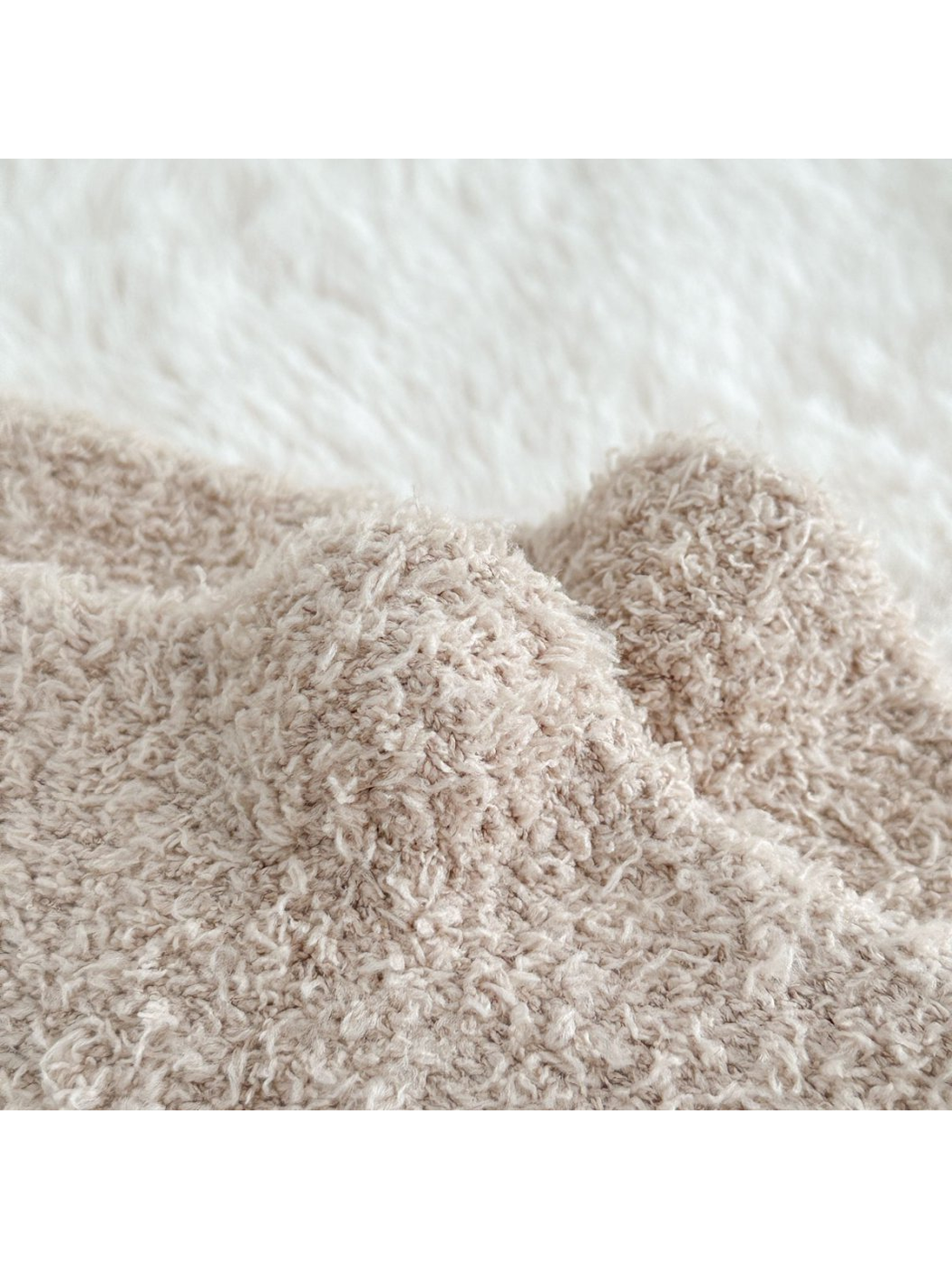 Close-up of the dense looped fuzzy sock surface