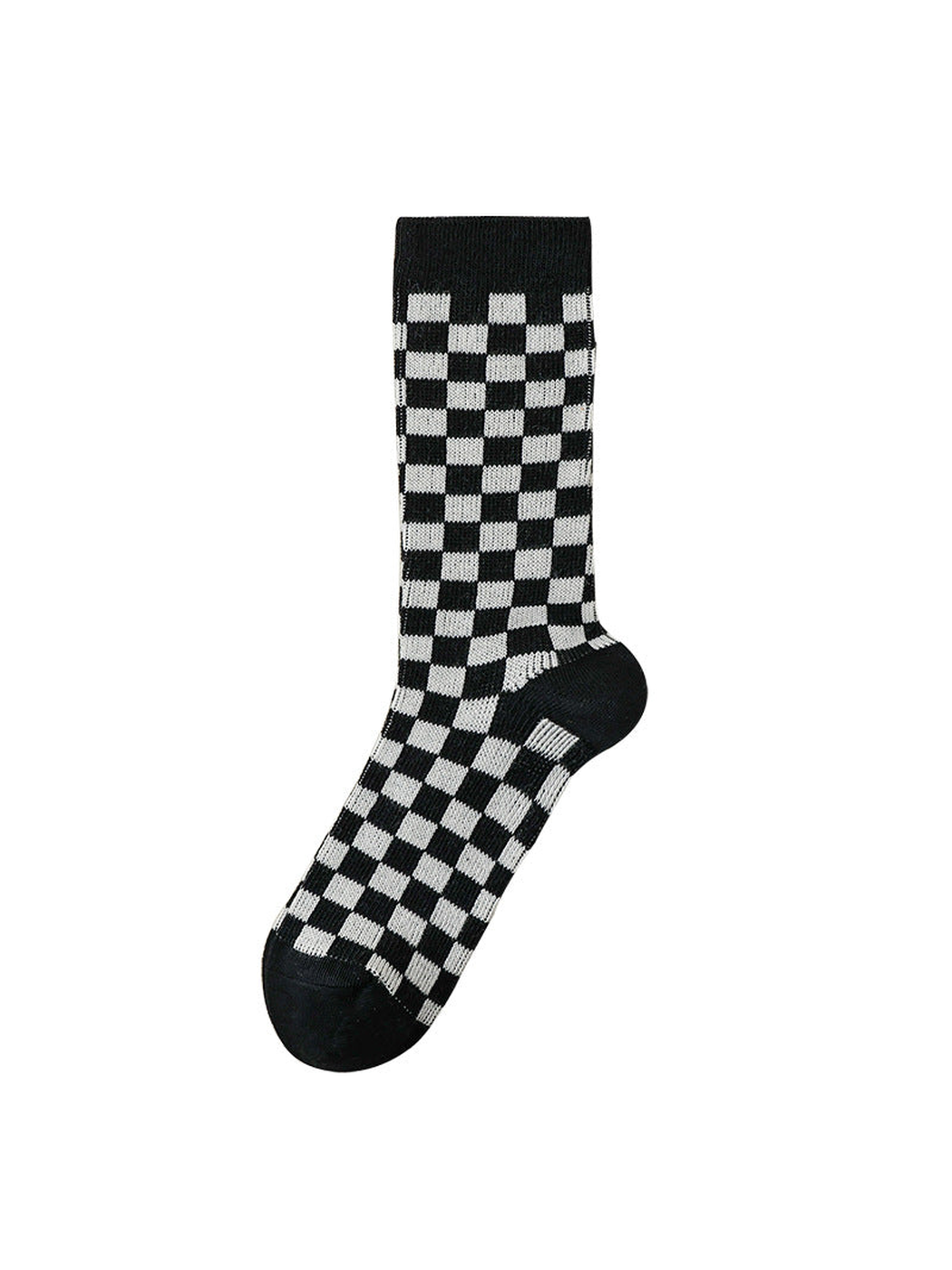 Checkerboard black and gray crew sock