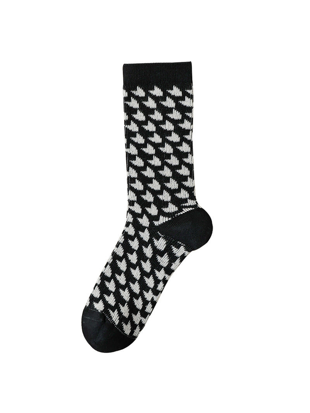 Shield black and gray crew sock with repeating geometric pattern