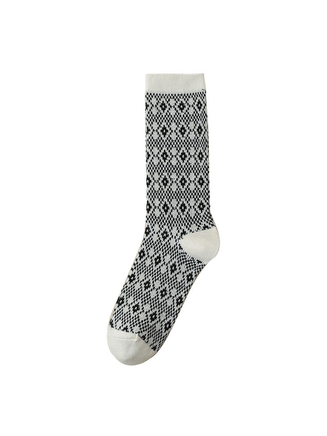 Small Diamonds cream and black crew sock