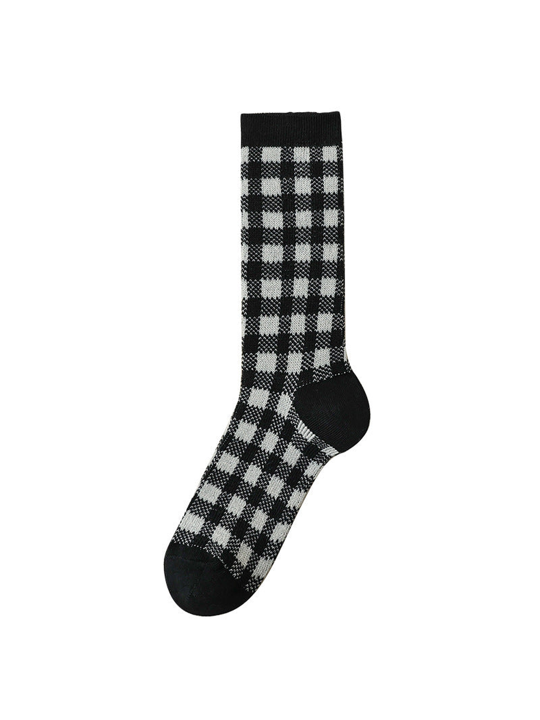 Plaid black and gray crew sock