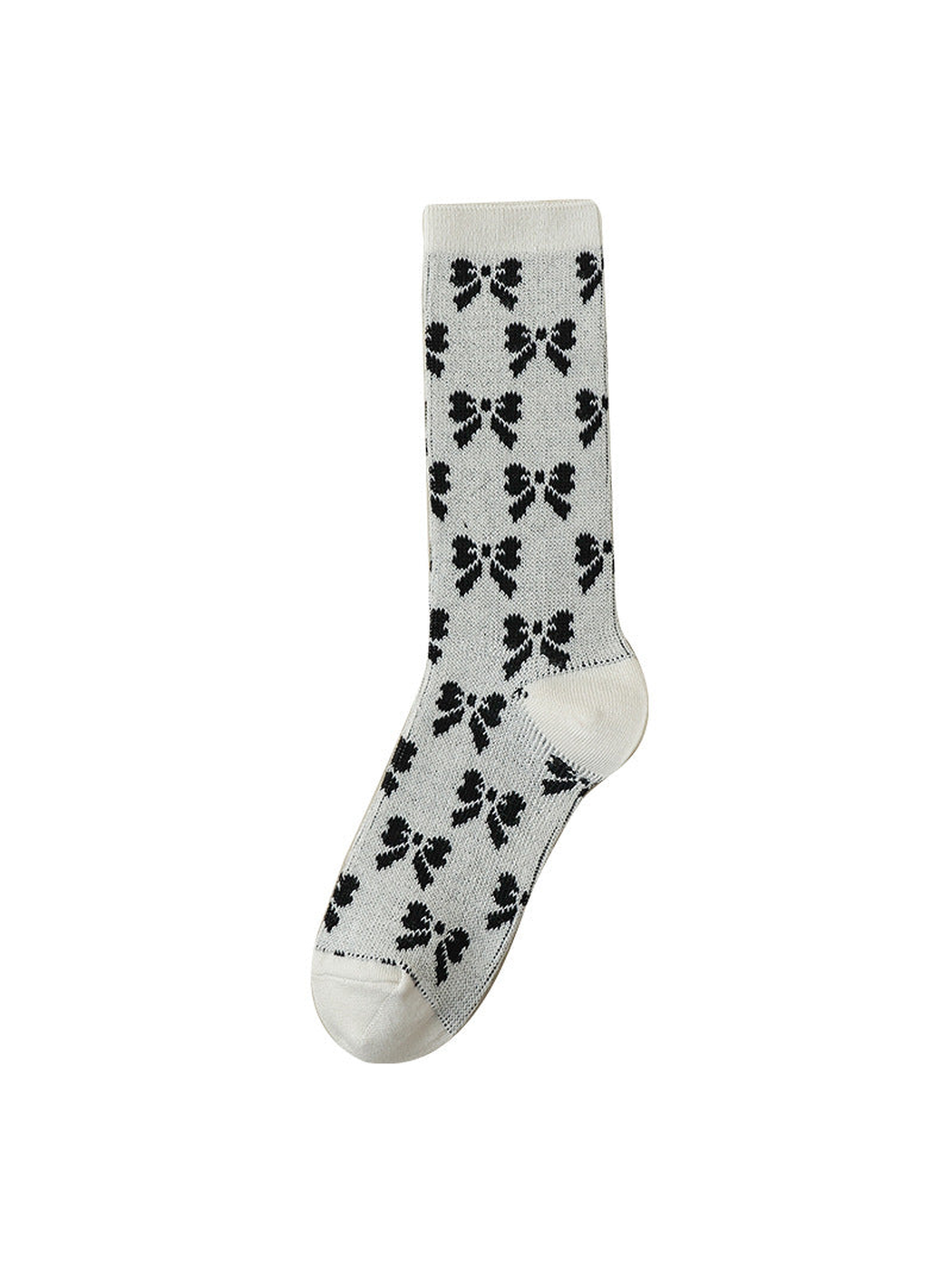Bows cream crew sock with black bow pattern