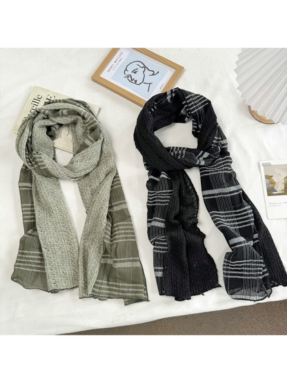 Army Green and Black plaid scarves displayed together