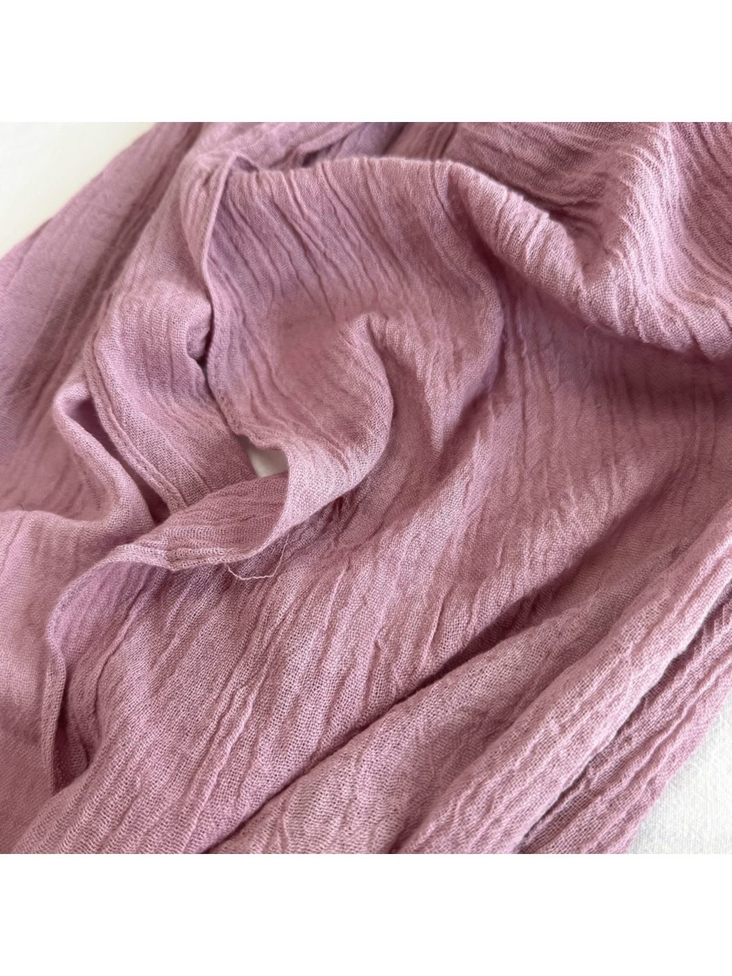 Close-up of the fine crinkled scarf texture in Light Purple