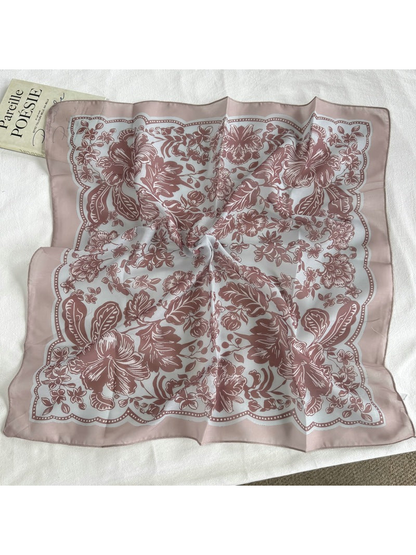 Gray Blue floral square scarf displayed open