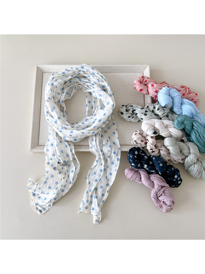 Blue Dots scarf displayed with multiple color and pattern variations