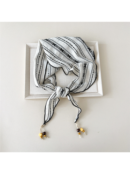 Off White geometric triangle scarf with bead-tipped ends