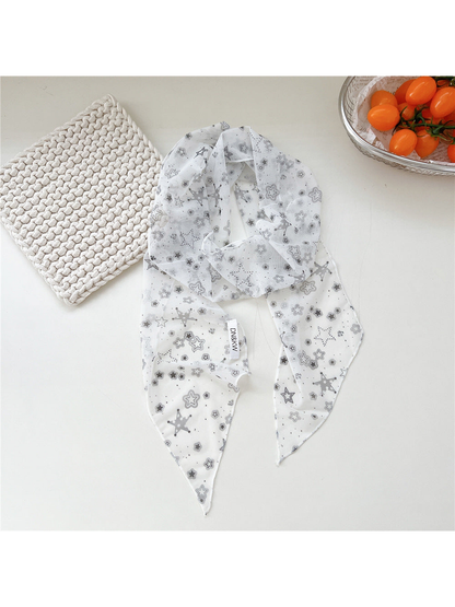 Gray Stars long narrow scarf draped with pointed ends