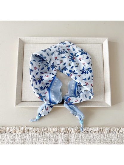 Berry Branches scarf-style headband with navy leaves and small colorful berries