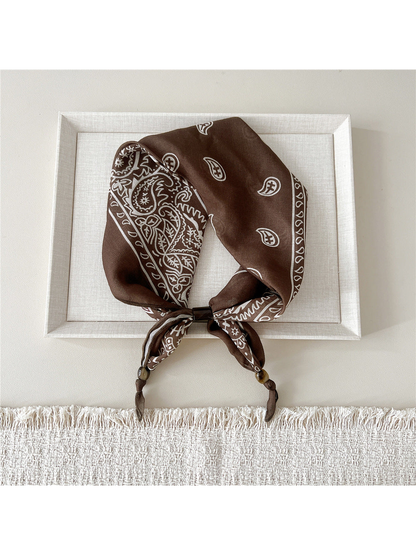 Single Paisley scarf-style headband in dark brown and cream
