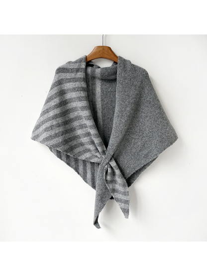 Gray Tones striped and solid color-block scarf, full hanging view