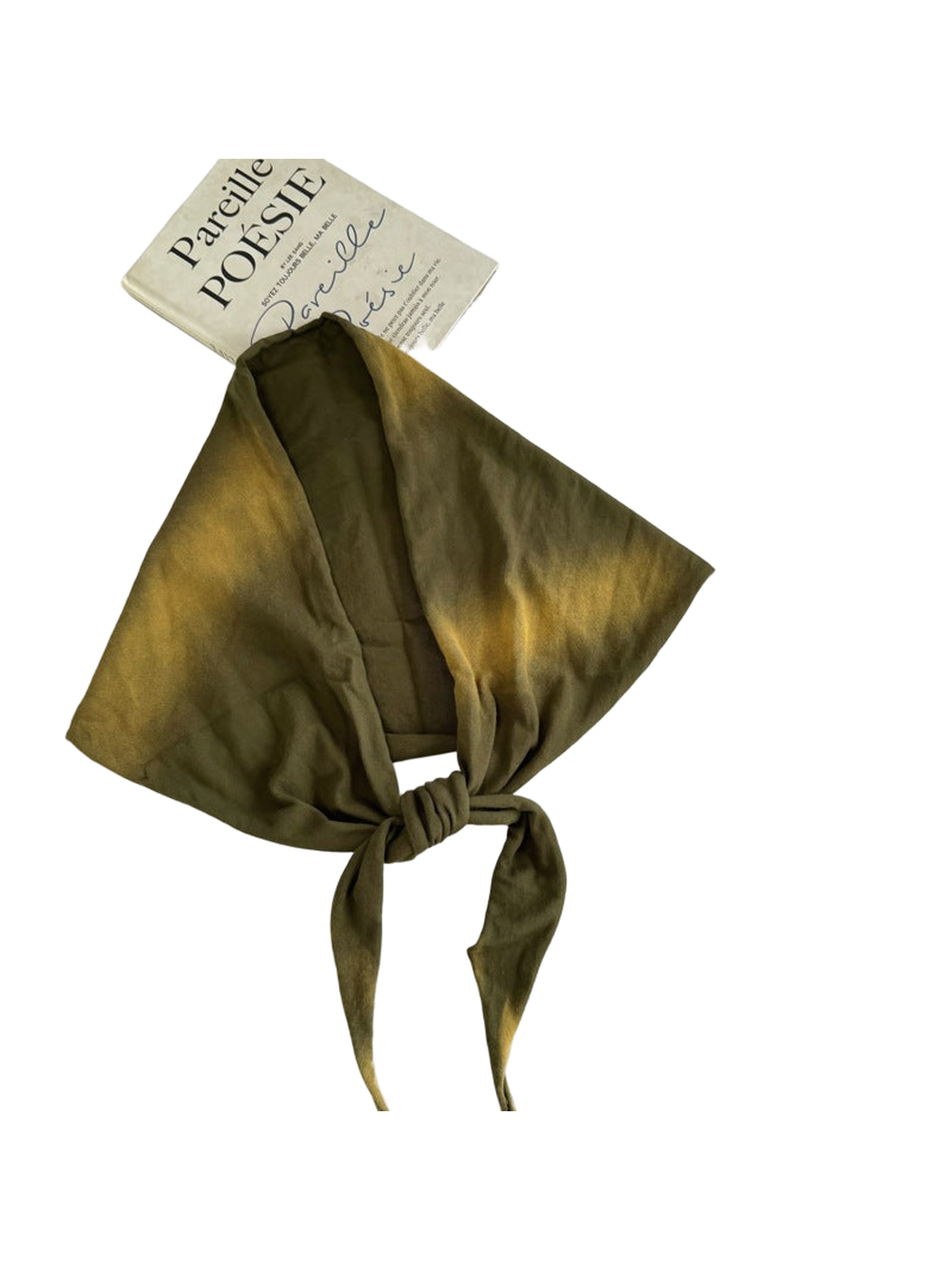 Army Green tonal color-wash scarf with tapered tie ends
