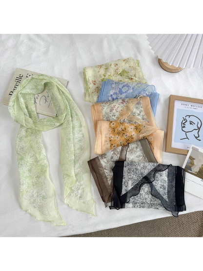 Multiple floral scarf styles displayed together