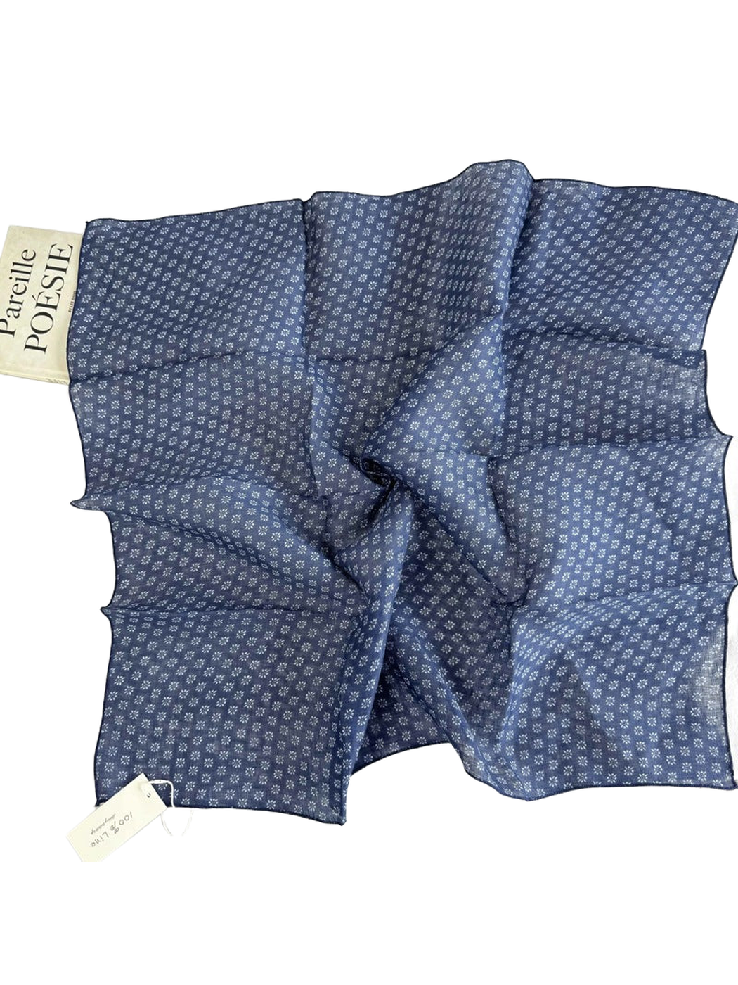 Blue Floral square scarf with a small geometric floral pattern