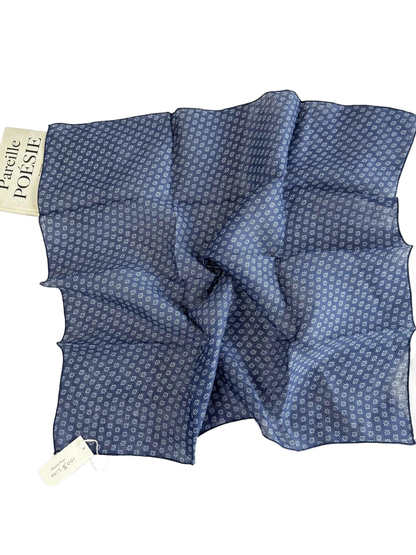 Blue Floral square scarf with a small geometric floral pattern
