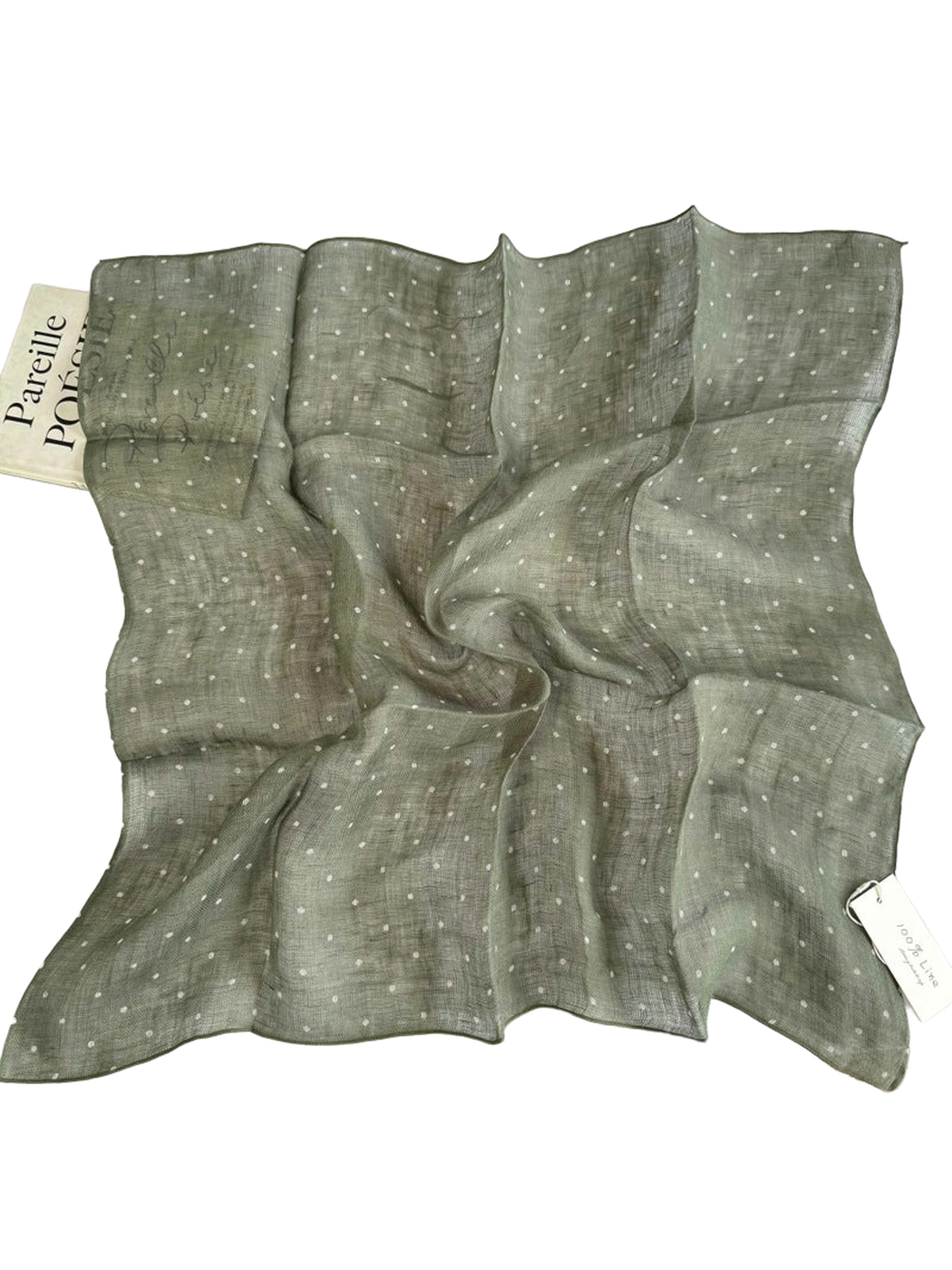 Green Dots square scarf with a scattered dot pattern
