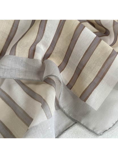 Close-up of the Yellow Stripe scarf border and narrow stitched edge