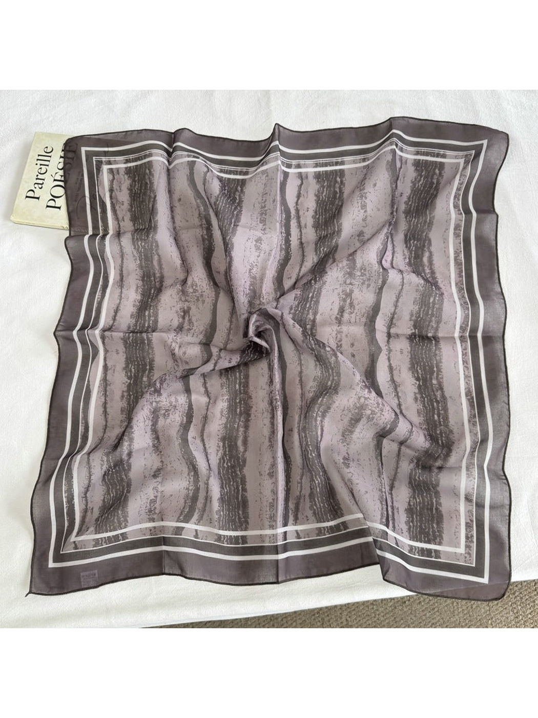Vertical Stripes square scarf with layered line border