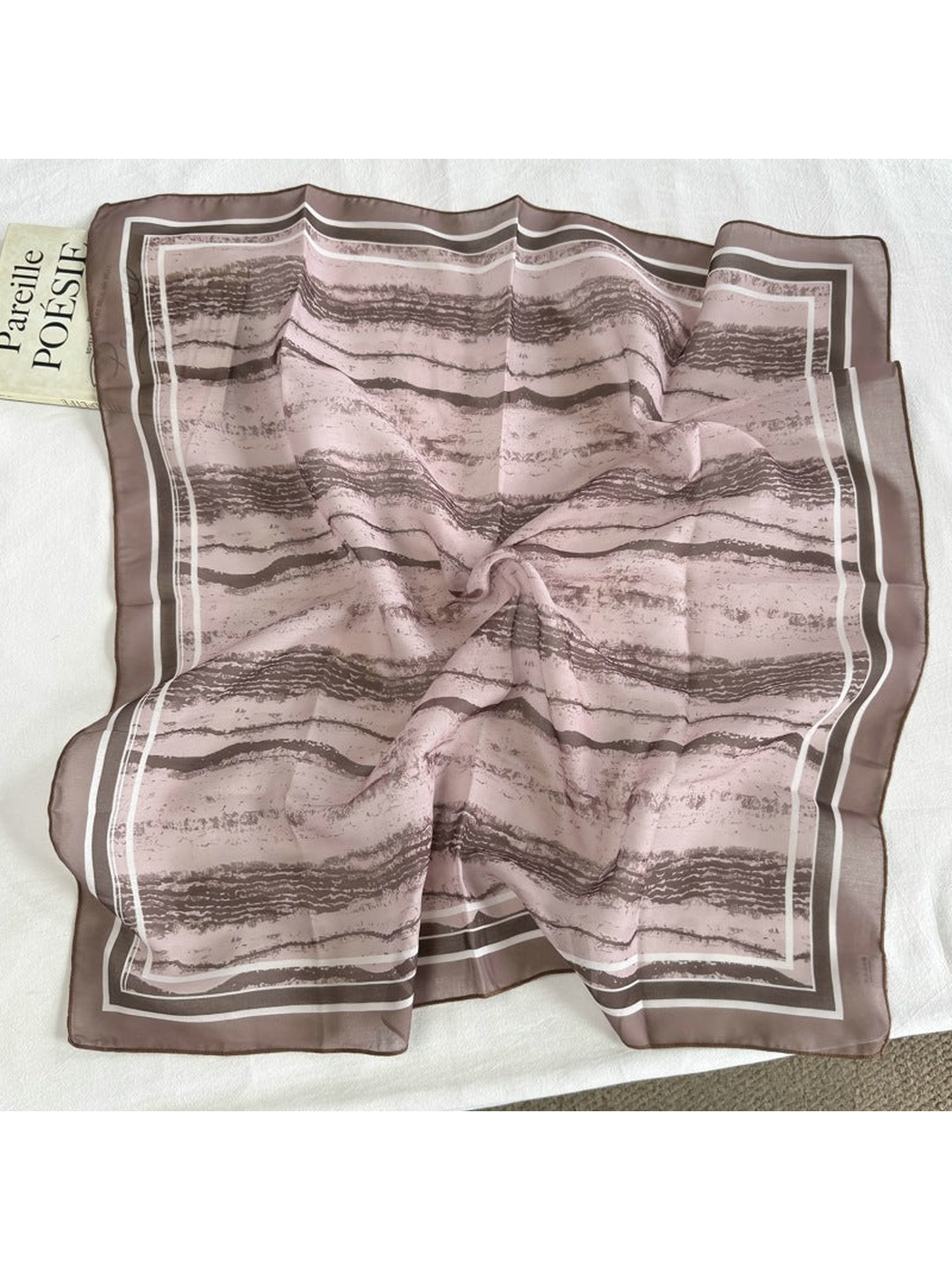 Horizontal Stripes square scarf with layered line border