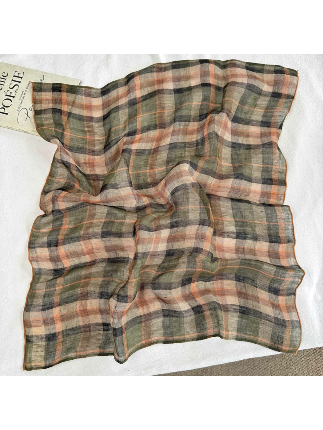 Multicolor Plaid square scarf displayed open