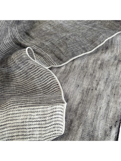 Close-up of the Gray Stripe scarf weave and stitched edge