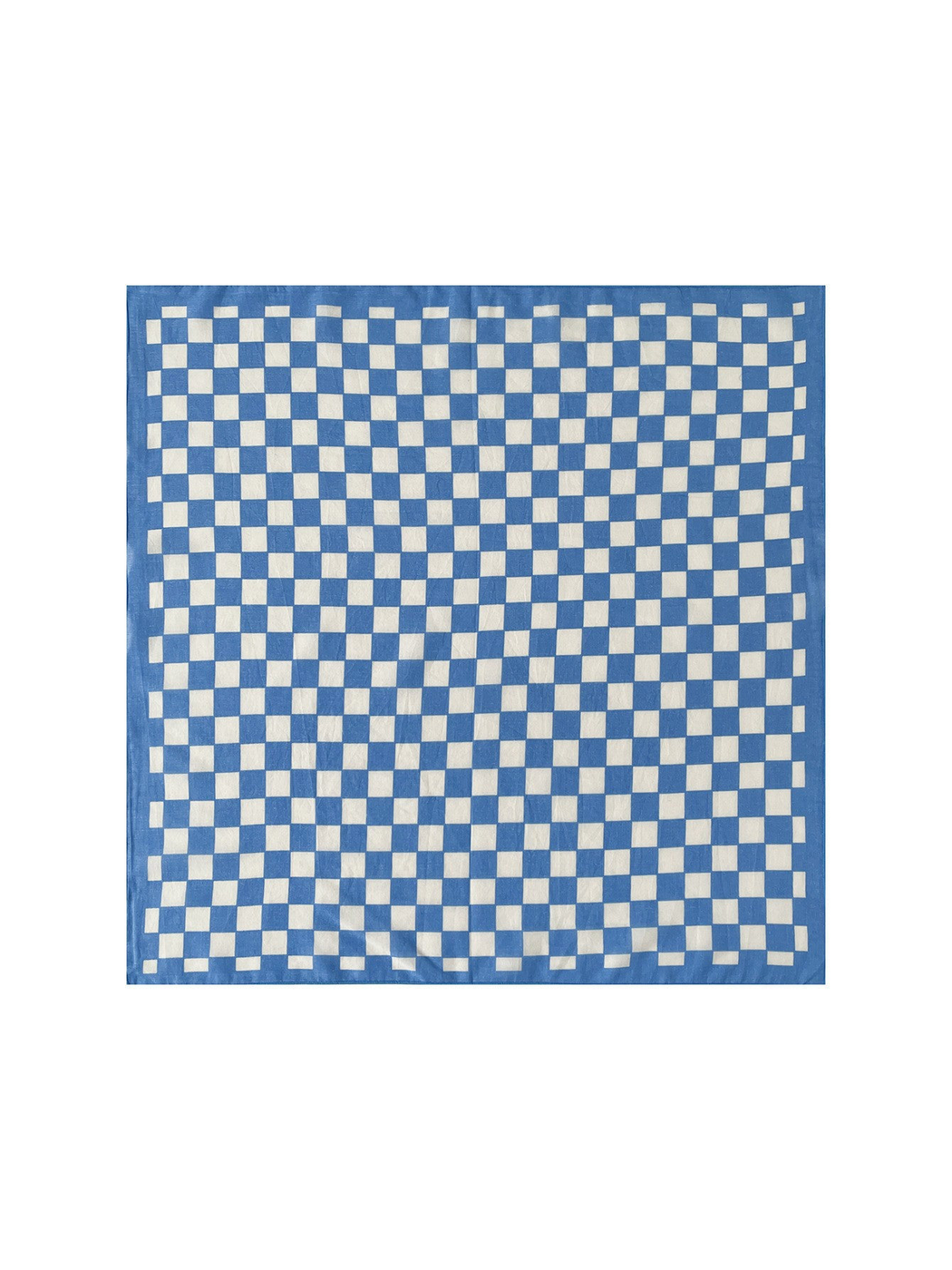 Checkerboard blue and white square scarf, flat view