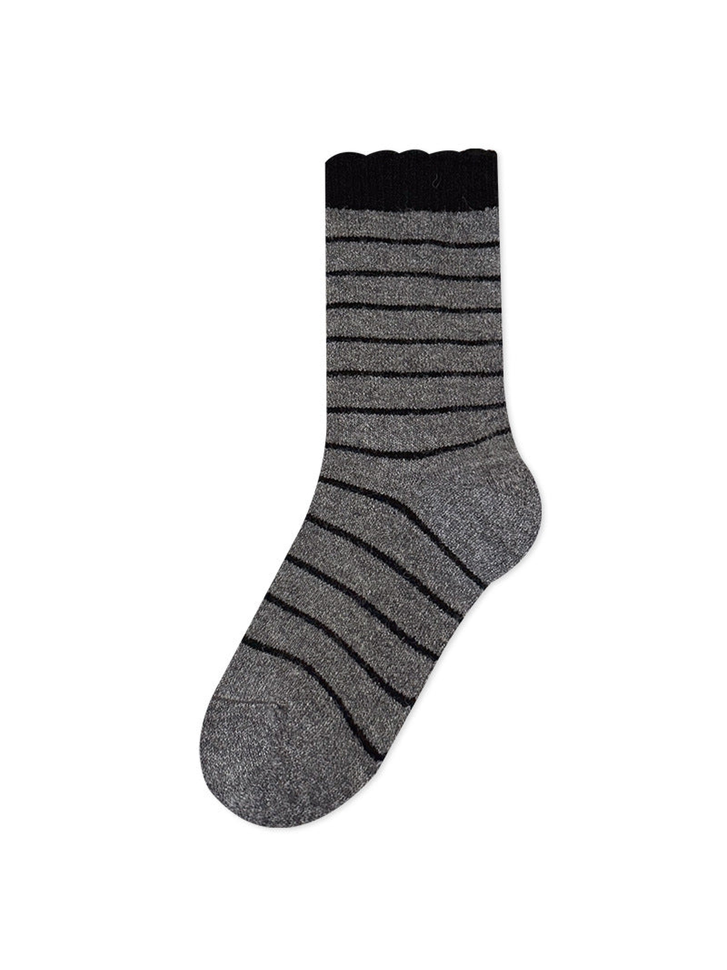 Dark Gray striped crew sock on a white background