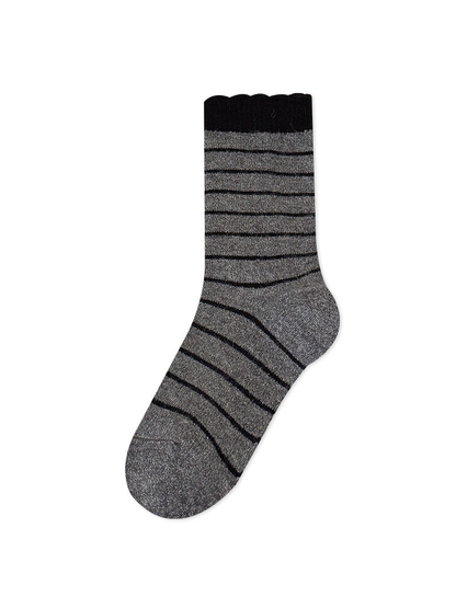 Dark Gray striped crew sock on a white background