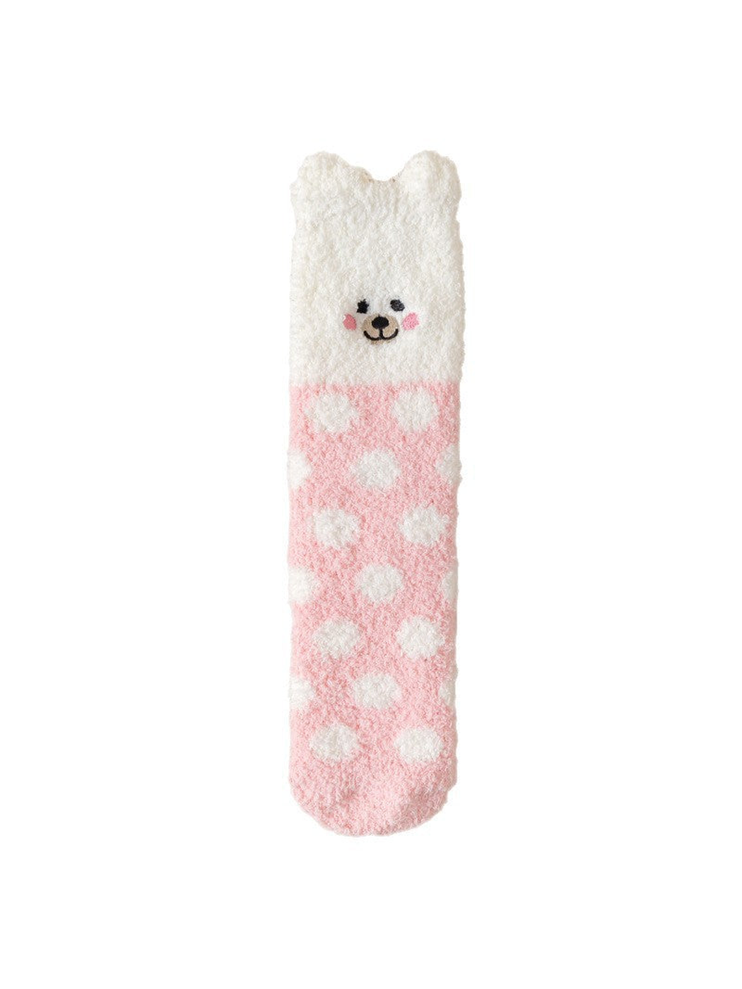Polka Animal fuzzy-textured crew sock, front view