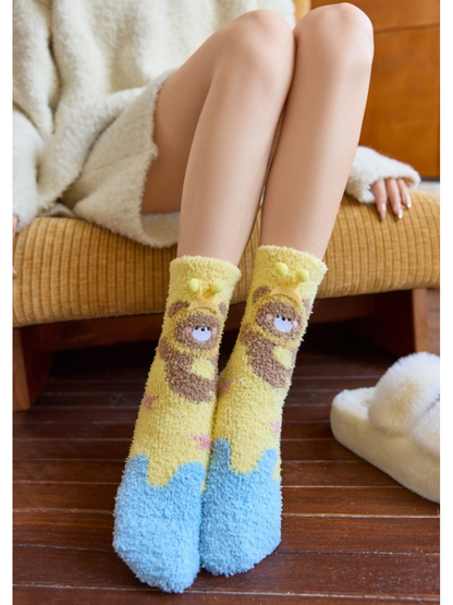 Crowned Character socks worn while seated indoors