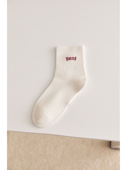 Ivory BEST crew sock, side view
