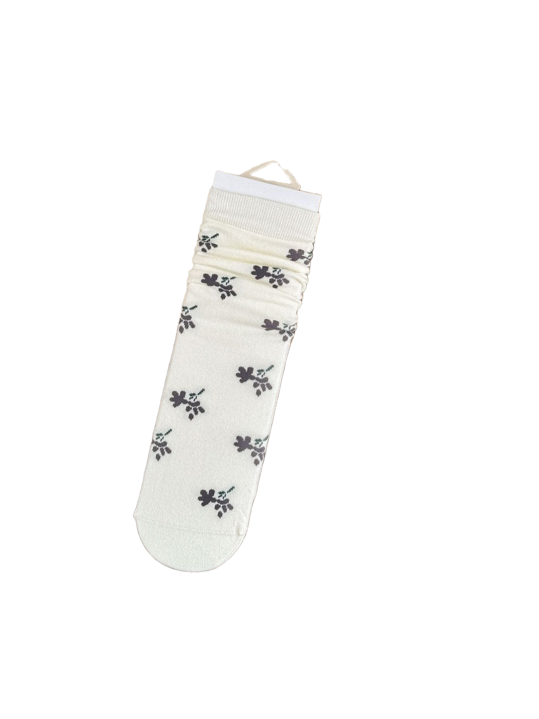 Floral Sprigs ivory socks with scattered dark floral motifs