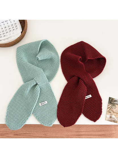 Mint and burgundy pull-through scarves displayed side by side