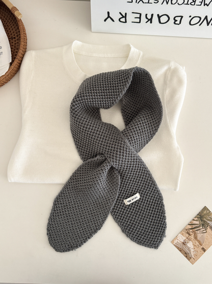 Dark Gray textured pull-through scarf with rounded ends