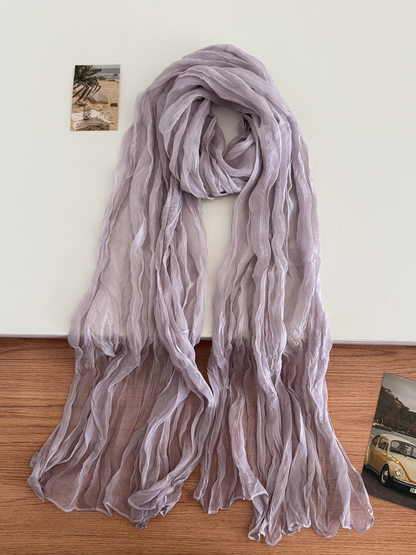 Light Purple crinkled scarf arranged in a long drape