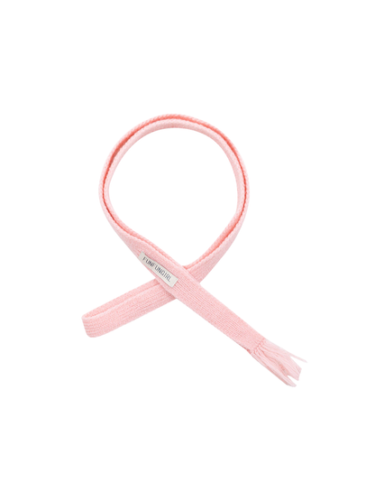 Light Pink narrow knit scarf with fringed end