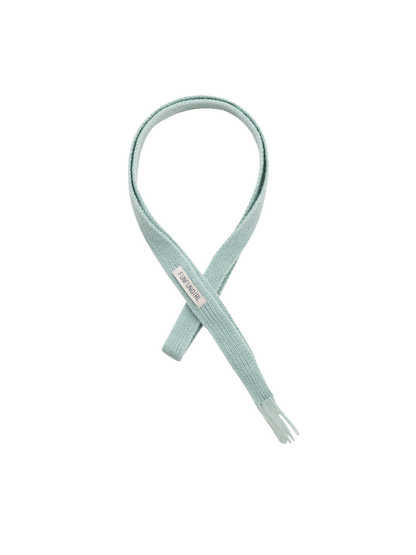 Mint narrow knit scarf with fringed end