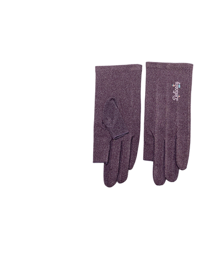 Heather Purple fingerless gloves with extended cuffs, front and back views