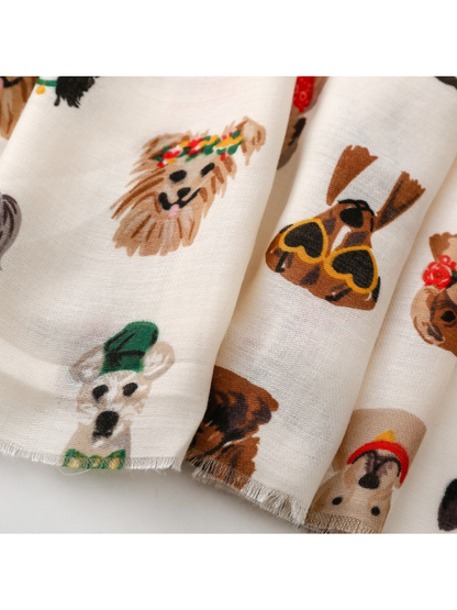 Close-up of the short fringed edge and dog portrait print