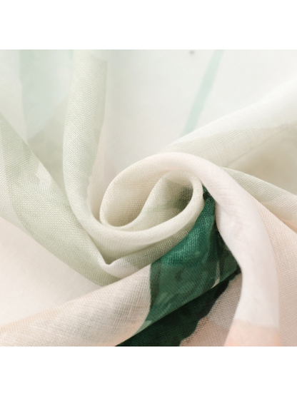 Close-up of the scarf's fine semi-sheer woven-look texture