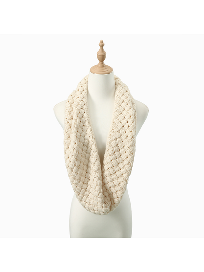 Cream Basket infinity scarf displayed in its full elongated loop shape