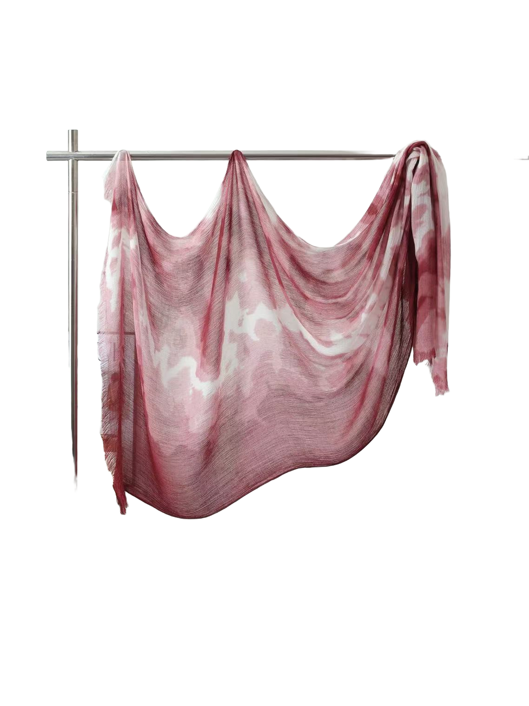 Product image for Scarvii - Abstract Tie-Dye Fringe Scarf (Burgundy)