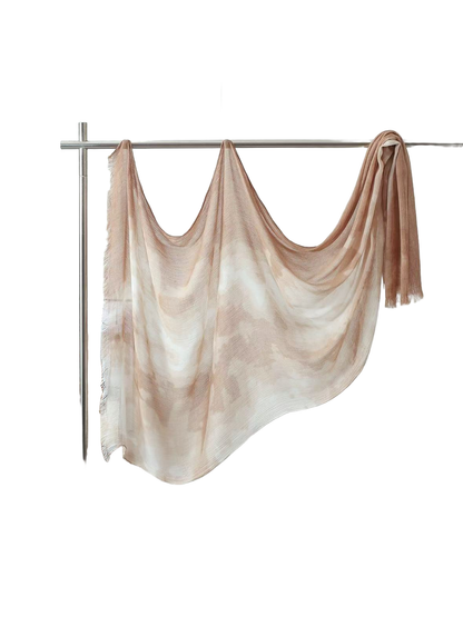 Product image for Scarvii - Abstract Tie-Dye Fringe Scarf (Beige)