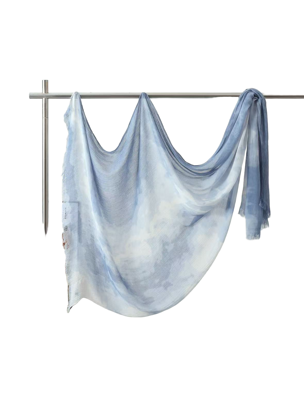 Product image for Scarvii - Abstract Tie-Dye Fringe Scarf (Light Blue)