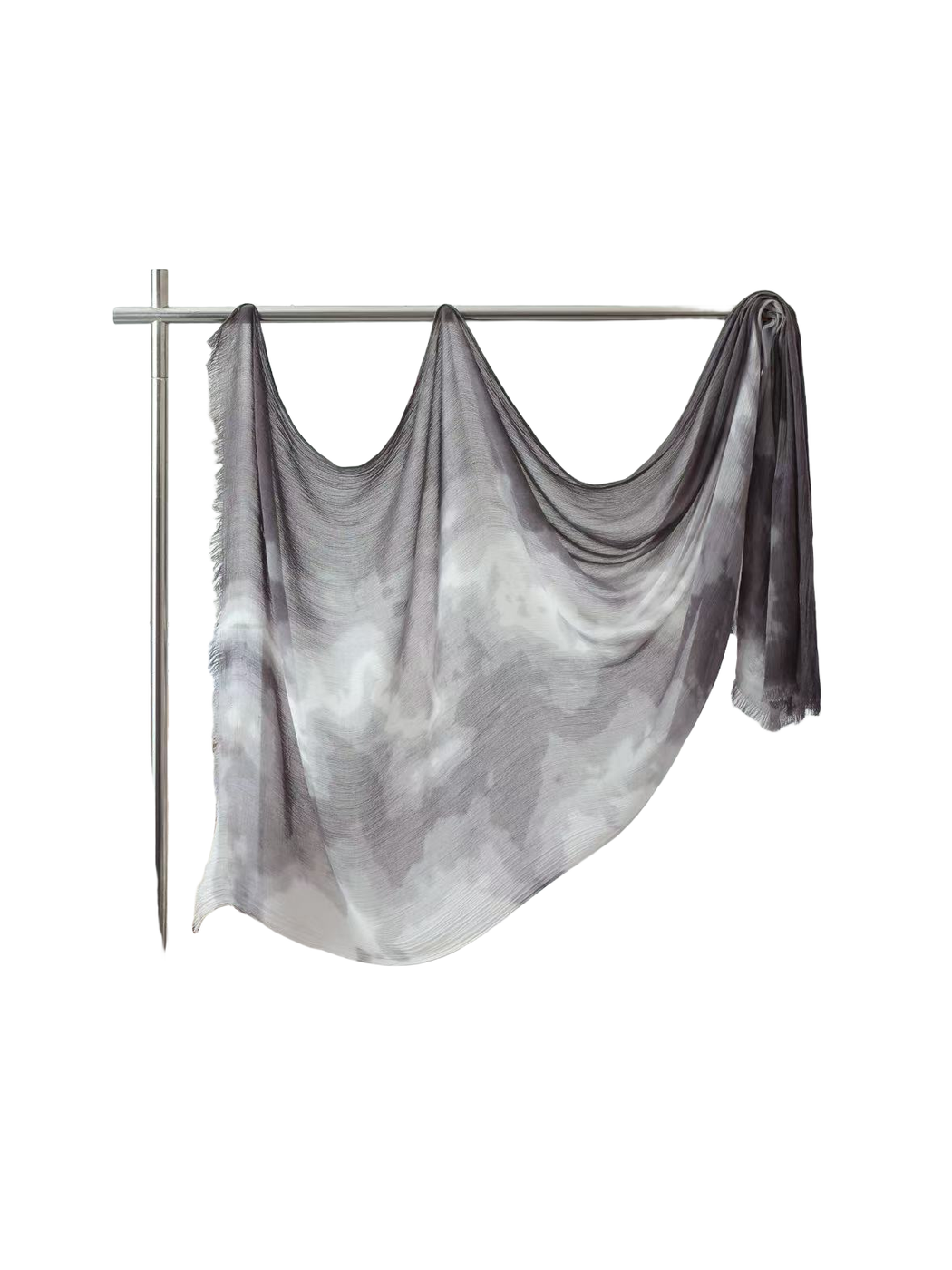 Product image for Scarvii - Abstract Tie-Dye Fringe Scarf (Gray)
