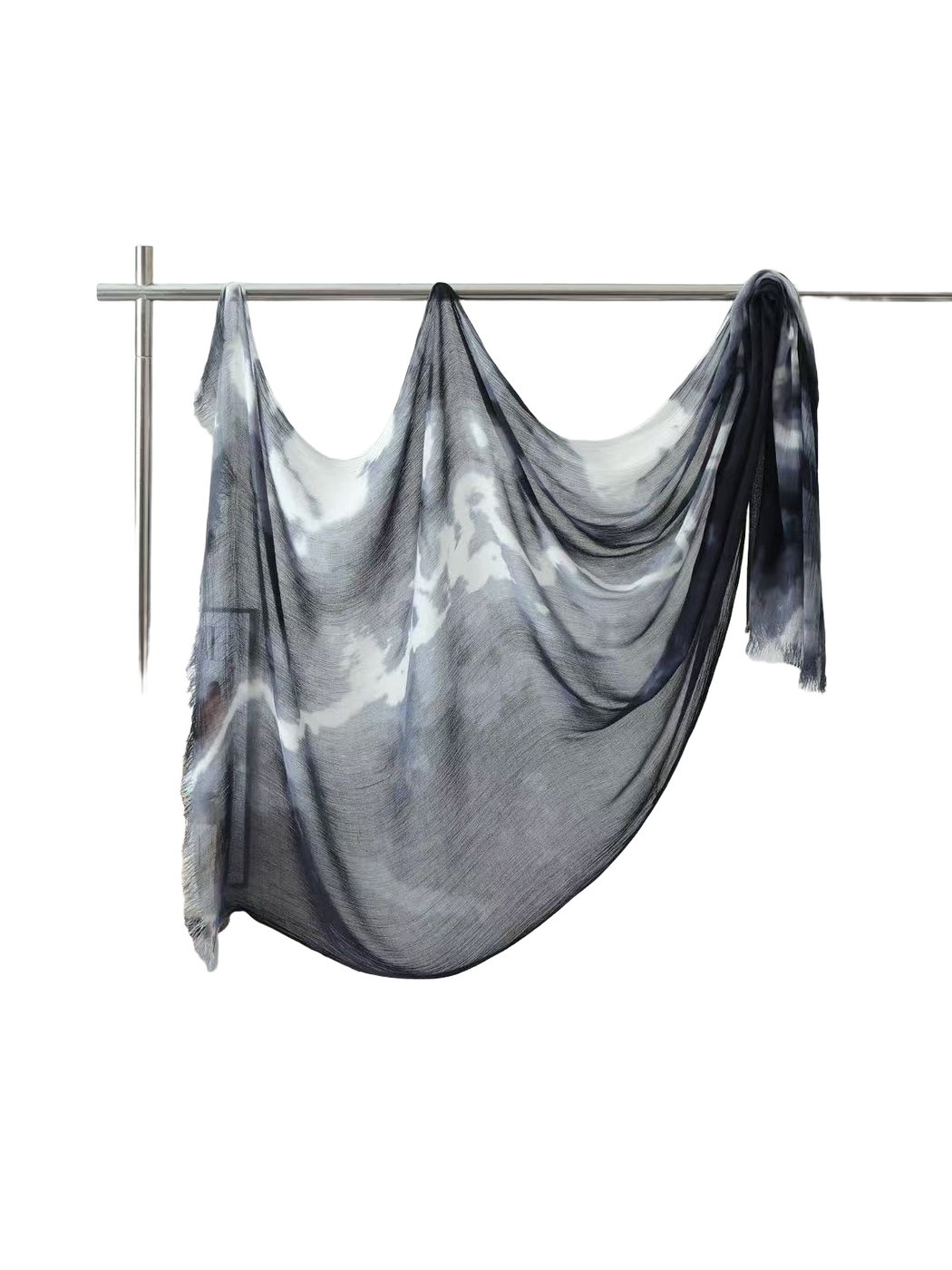 Product image for Scarvii - Abstract Tie-Dye Fringe Scarf (Black Gray)